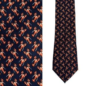 Mens Lobster Tie Coastal Nautical Silk Beach Vacation Novelty